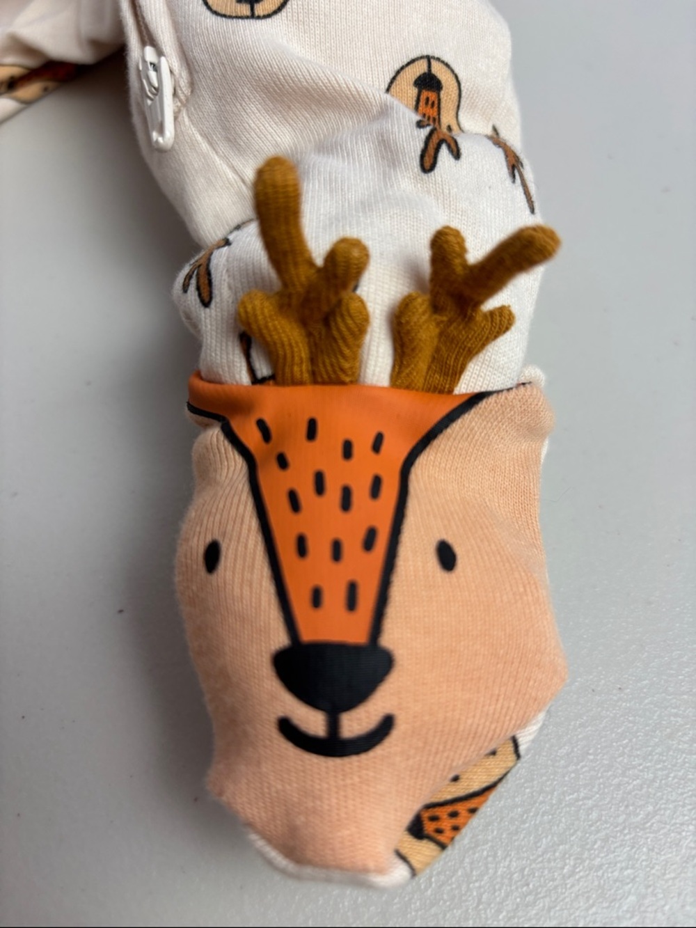 NEW Old Navy 100% Cotton Reindeer Footed One-Piece Brown Orange Reindeer Print